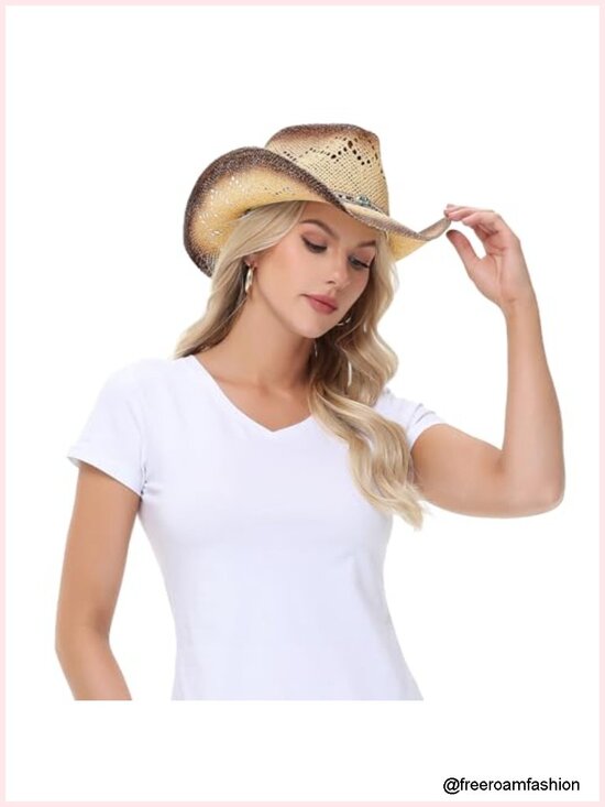 Cowboy Hat, Shapeable Brim, Paper Straw Western Hat main image 4